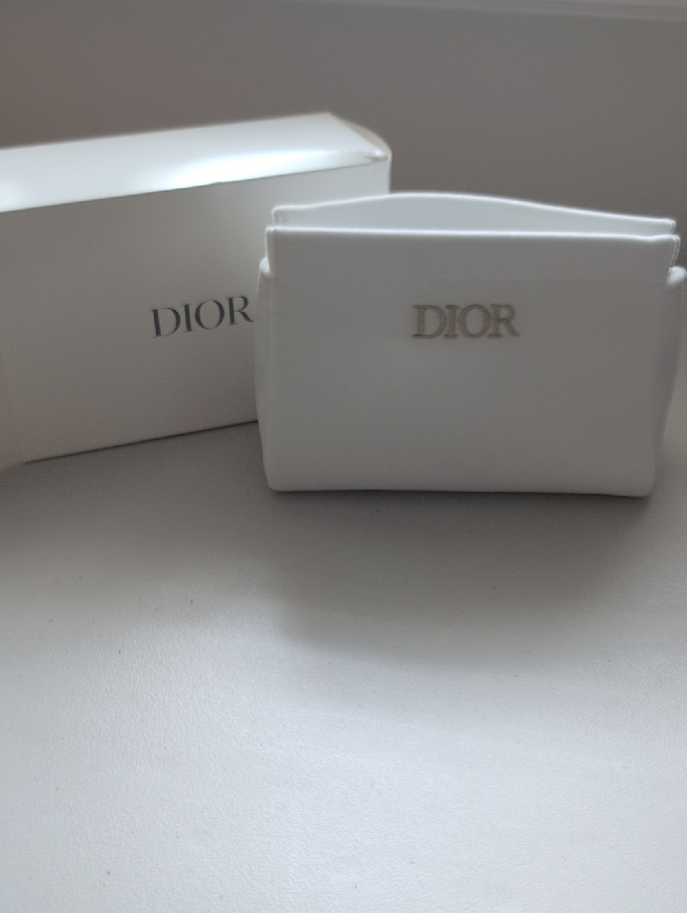 NWB Dior White Cosmetic Pouch with Silver Logo